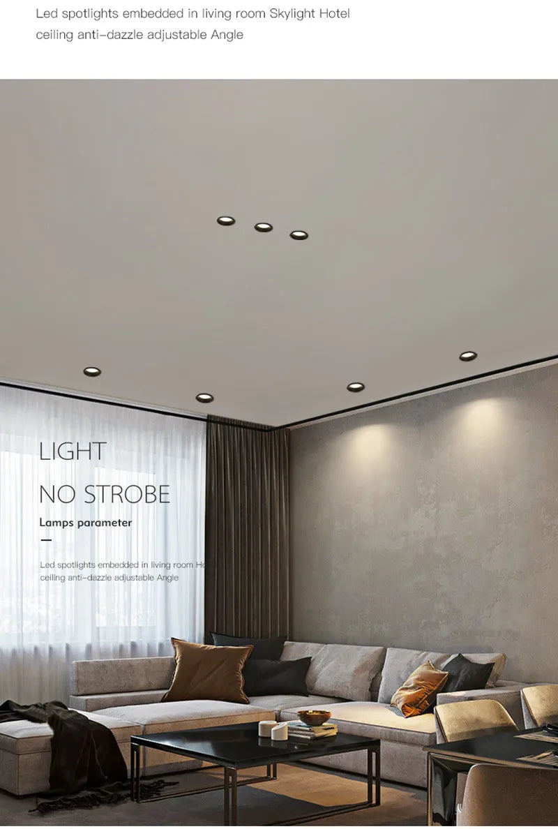Recessed Anti-glare LED COB Downlight 18W 24W Dimmable 85-265V Ceiling Lamp Spot Light 12W 15W Home Living Room Bedroom Lighting