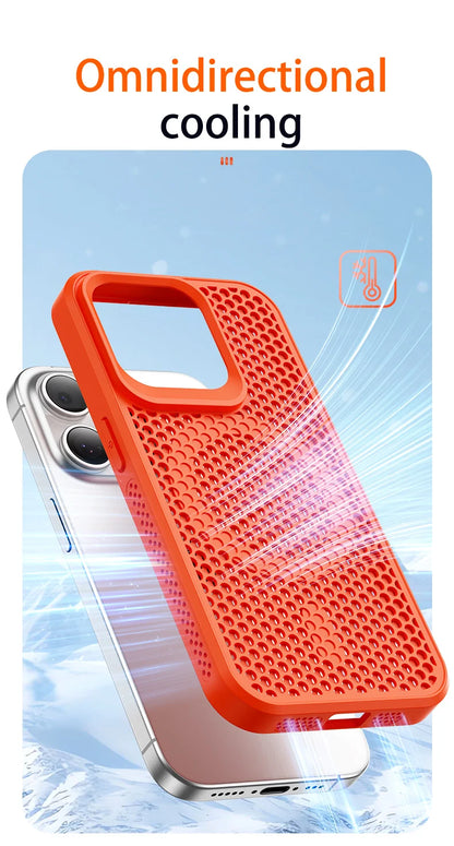 Cooling Heat Dissipation Magsafe Magnetic Phone Case For iPhone 16 14 15 13 12 11 Pro Max Plus Breathable Grid Hard Back Cover