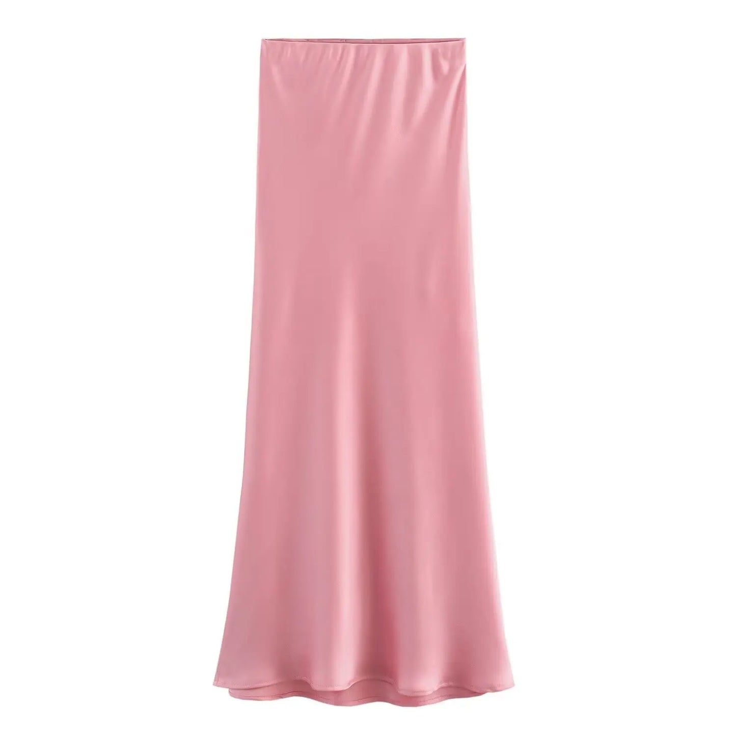 2026 New Women's European And American Style Fashion Silk Satin Texture High Waist Skirt Street Style Elegant Mid-length Skirt