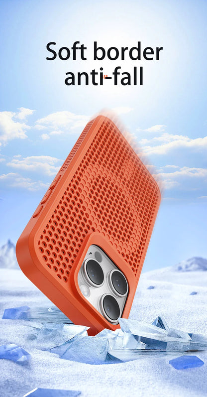 Cooling Heat Dissipation Magsafe Magnetic Phone Case For iPhone 16 14 15 13 12 11 Pro Max Plus Breathable Grid Hard Back Cover