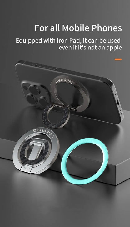 For Double-Sided Magnetic Phone Ring Holder for MagSafe Kickstand Magnet Grip for iPhone 16 15 14 For Huawei Xiaomi Stand Holder