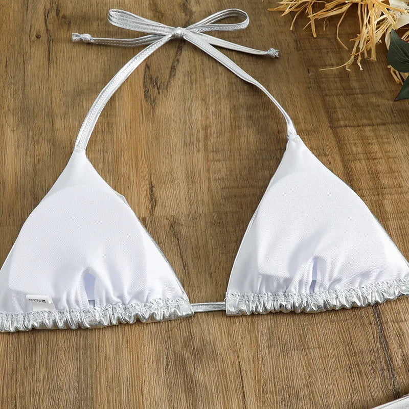 Sexy Gold Silver Red Strings Bikini 2024 Women Swimsuit Female Swimwear Thong Bikinis Set Brazilian Beach Bathing Suit Biquini