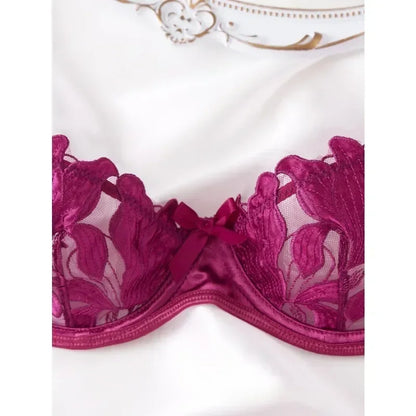 Tornova Sexy Lingerie Woman Lace Transparent Underwear Embroidery Brief Set Bra Kit Push Up Breves Sets Thin Erotic Bras New