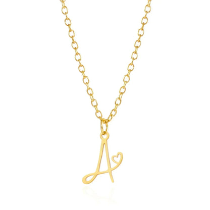 26 Initial Letters Heart Pendant Stainless Steel Necklace for Women Gold Color A-Z Alphabet Choker Chain Birthday Jewelry Gift