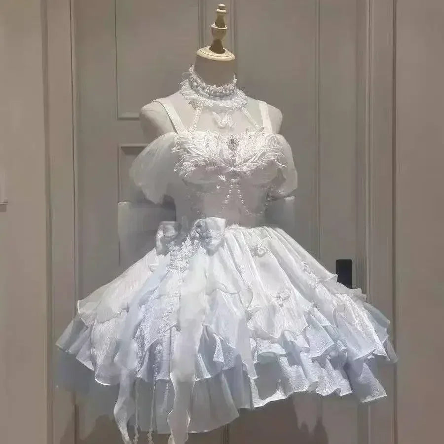 Kawaii Lace Bow Mini Dress