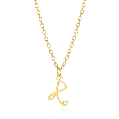 26 Initial Letters Heart Pendant Stainless Steel Necklace for Women Gold Color A-Z Alphabet Choker Chain Birthday Jewelry Gift