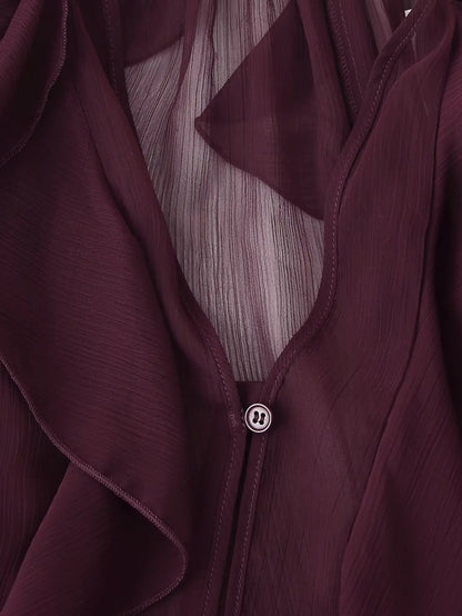 Foridol Ruffles Tiered V Neck Blouse Women Summer Spring Long Sleeve Casual Blusa Chiffon Blouses Buttons New in Female Top 2025