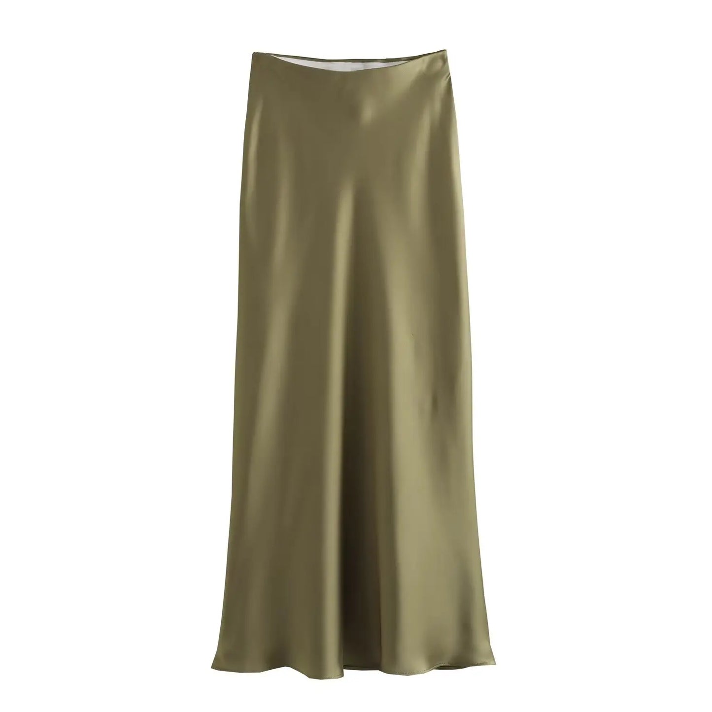 2026 New Women's European And American Style Fashion Silk Satin Texture High Waist Skirt Street Style Elegant Mid-length Skirt