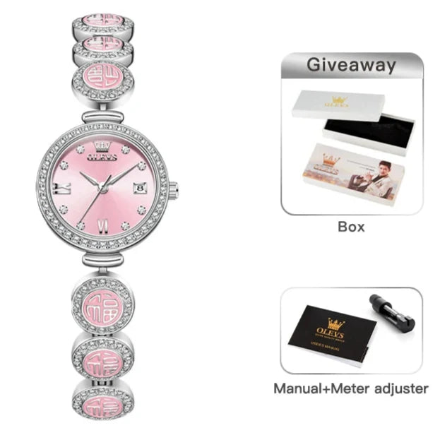 Women's Medallion Bracelet Crystal Quartz Watch