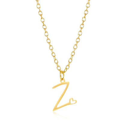 26 Initial Letters Heart Pendant Stainless Steel Necklace for Women Gold Color A-Z Alphabet Choker Chain Birthday Jewelry Gift