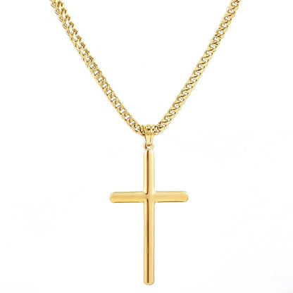 Punk Cross Pendant Link Chain for Men Women 316L Stainless Steel Hip Hop Necklace Gold Silver Fashion Jewelry Gift Waterproof