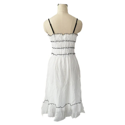 Foridol Spaghetti Strap White Sundress Flounced Edge Women's Dress Summer Beach Style Maxi Dress Bowknot Boho Vestidos 2025