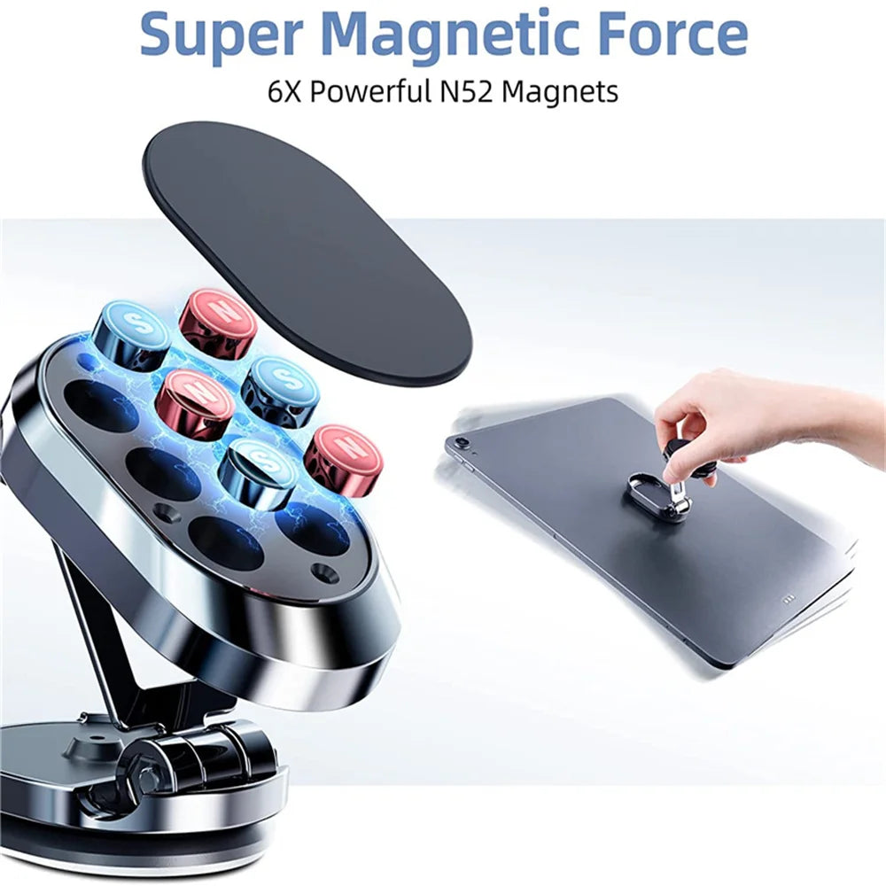 Magnetic Car Phone Holder Foldable Magnet Mount Mobile Cellphone Stand GPS Support for iPhone 17 16 Xiaomi Huawei Samsung Redmi