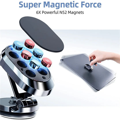 Magnetic Car Phone Holder Foldable Magnet Mount Mobile Cellphone Stand GPS Support for iPhone 17 16 Xiaomi Huawei Samsung Redmi