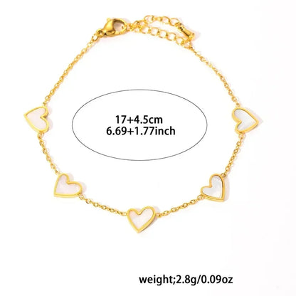 ANENJERY 316L Stainless Steel Heart Shell Necklace Bracelet Earrings For Women Girls Simple Fashion Jewelry Set Gifts Wholesale