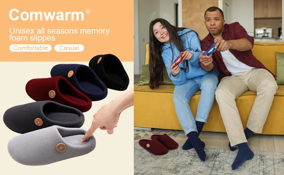 Kidmi Men Slippers Winter Indoor Men Slippers Classic Men Flat Slippers Soft Antiskid House Slippers Casual Bedroom Slippers