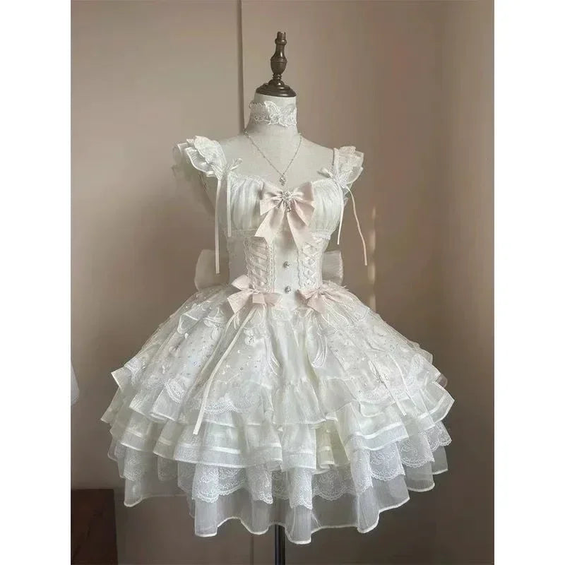Kawaii Lace Bow Mini Dress