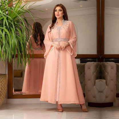 Customized Luxury Abaya Diamonds Muslim Elegant Women Dresses Caftan Moroccan Dubai Kaftan Gown Evening Party Eid Mubarak Jalabi