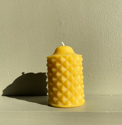 Scalloped Cylinder Beeswax Candle