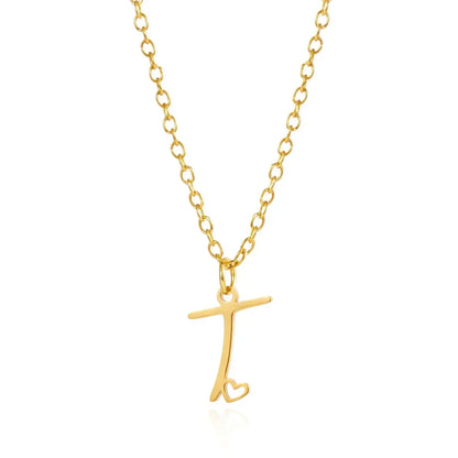 26 Initial Letters Heart Pendant Stainless Steel Necklace for Women Gold Color A-Z Alphabet Choker Chain Birthday Jewelry Gift