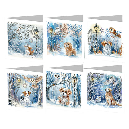 6Pcs DIY Diamond Painting Animal Flower Greeting Card Rinestone Embroidery Arts Craft Cards Kit Birthday Gift for Friend Gift