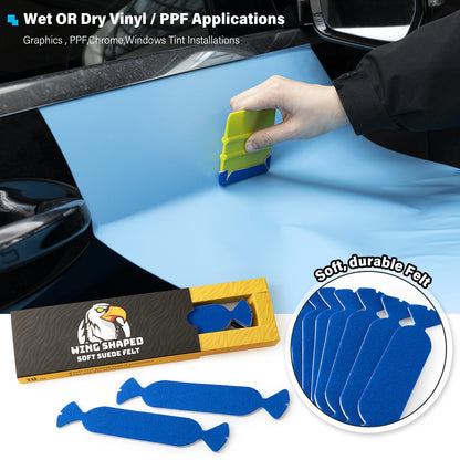 FOSHIO 10pcs/Box Soft Suede Felt Buffer Tools Wrapping Car Vinyl Squeegee Applicator Carbon Film Tinting Scraper Edge Protector