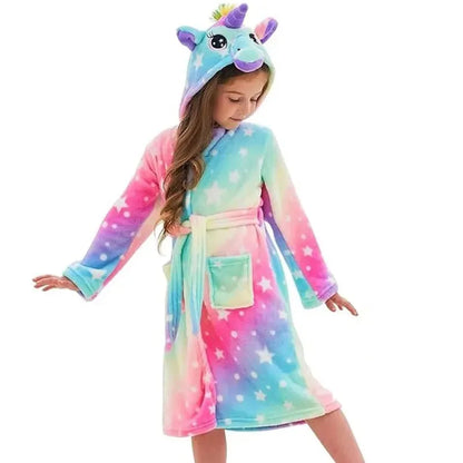 Children Bath Robes Flannel Winter Kids Sleepwear Robe Infant Pijamas Nightgown For Boys Girls Pajamas 1-11 Years Baby Clothes