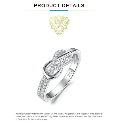 JewelryPalace New Arrival Infinity Love Knot Gemstone 925 Sterling Silver Statement Ring for Woman Fashion Classic Fine Jewelry