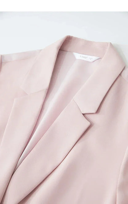 Amii Women's Top Minimalist 2025 Summer New Notched Lapel Contrast Material Patchwork One Button Short Sleeve Blazer 12542081