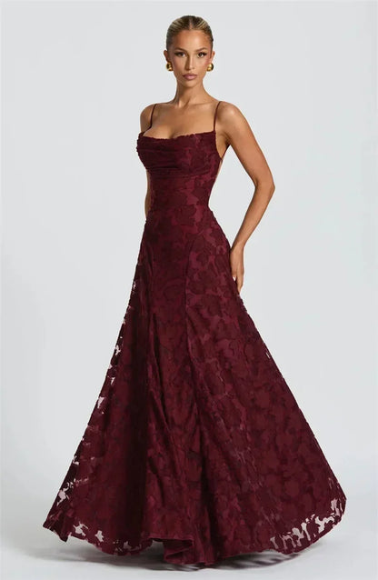 Mozision Spaghetti Strap Backless Sexy Maxi Dress Women Gown Fashion Off-shoulder Sleeveless Lace-up Evening Club Party Dress
