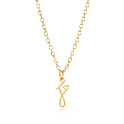 26 Initial Letters Heart Pendant Stainless Steel Necklace for Women Gold Color A-Z Alphabet Choker Chain Birthday Jewelry Gift
