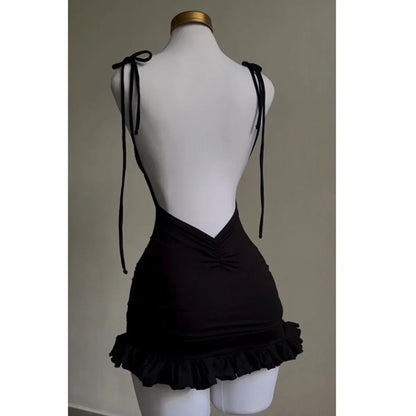 V Neck Backless Sundress | Sexy Lace Up Beach Dress -femstylo