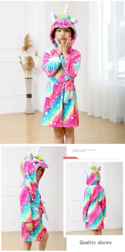 Children Bath Robes Flannel Winter Kids Sleepwear Robe Infant Pijamas Nightgown For Boys Girls Pajamas 1-11 Years Baby Clothes