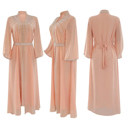 Customized Luxury Abaya Diamonds Muslim Elegant Women Dresses Caftan Moroccan Dubai Kaftan Gown Evening Party Eid Mubarak Jalabi