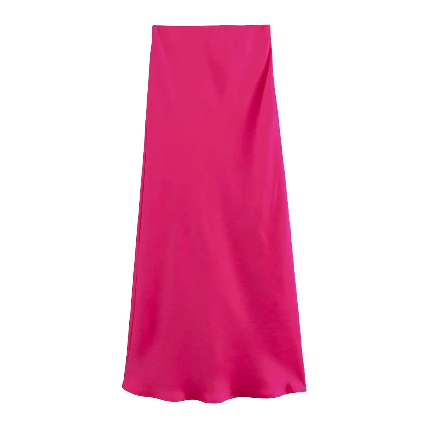 2026 New Women's European And American Style Fashion Silk Satin Texture High Waist Skirt Street Style Elegant Mid-length Skirt