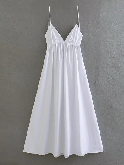 Foridol White Women Sundress Backless Sexy Casual Beach Vestidos Maxi Long A-line Fashion Holiday New Dress