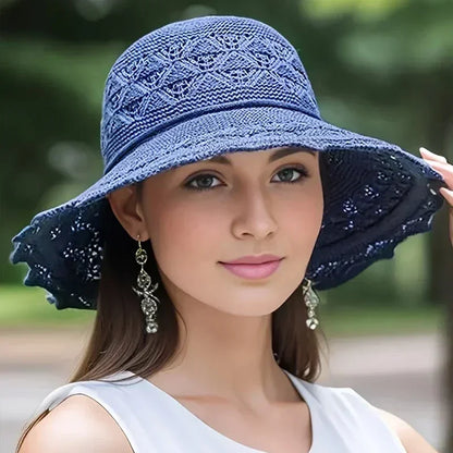 Korean version new straw hat summer sun hat sun protection wave sun hat beach cool hat women's hat