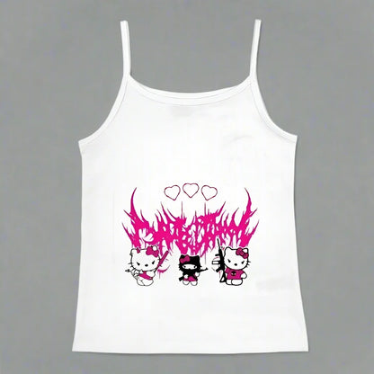 Y2K Hello Kitty Crop Top – Emo Girls Vintage Punk Tank
