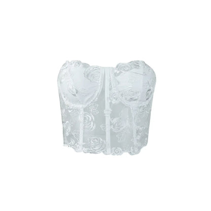 Phantasy Sexy Lace See through Crop Top Women Fashion Floral Embroidery Black Tank Top Night club Dress up 2026 Summer Outfit