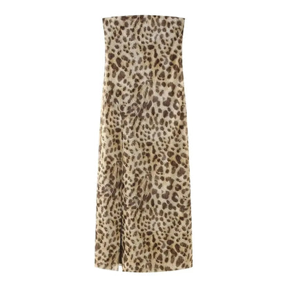 2026 Dress For Women Summer Chic Print Mesh Sleeveless Sexy Side Slit Slim Dresses Wild Beach Resort Style Woman Dress