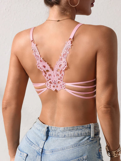 Butterfly lace Backless Style sexy bras Fashion Comfortable women's bra Front closure push-up bra
