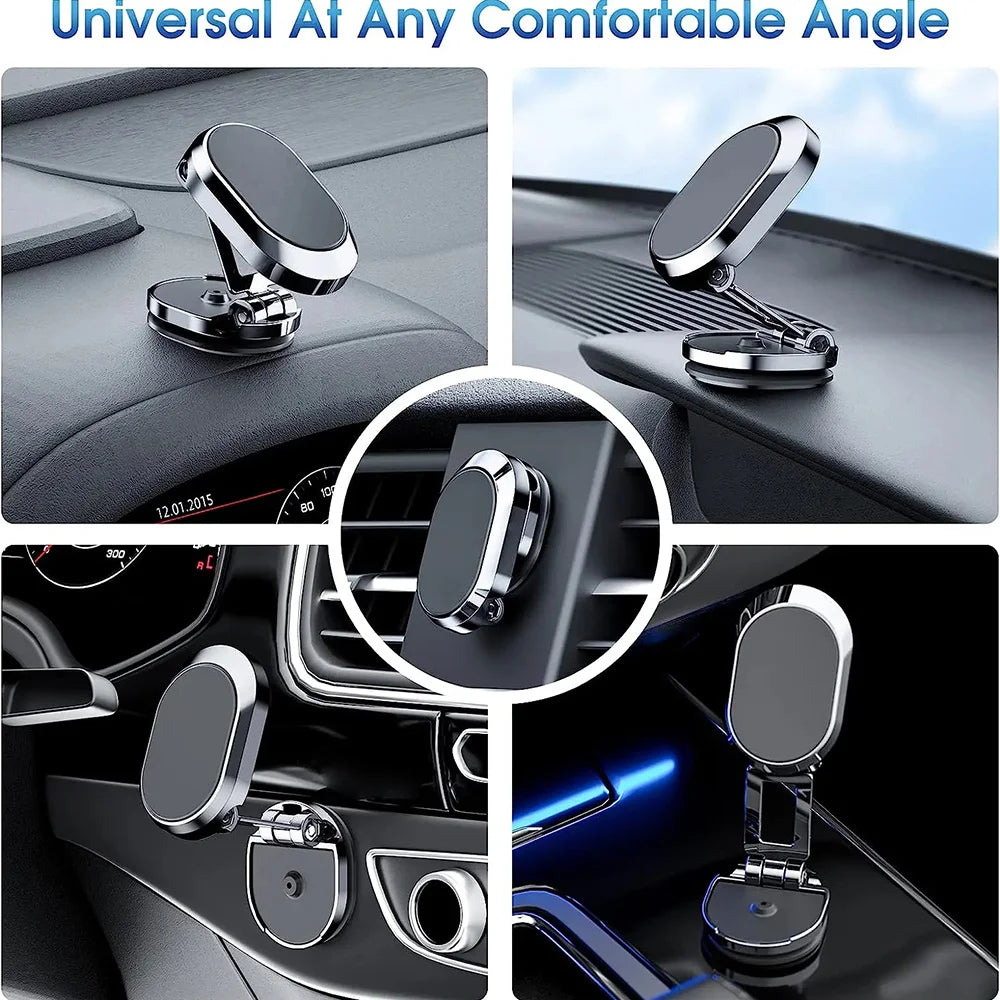 Magnetic Car Phone Holder Foldable Magnet Mount Mobile Cellphone Stand GPS Support for iPhone 17 16 Xiaomi Huawei Samsung Redmi