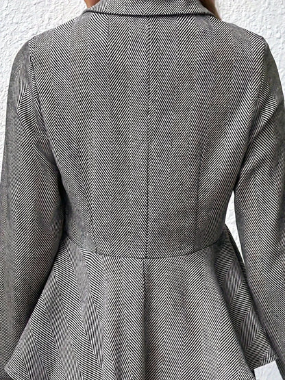 Women’s Plus-Size Solid Color Peplum Jacket – Casual Outerwear
