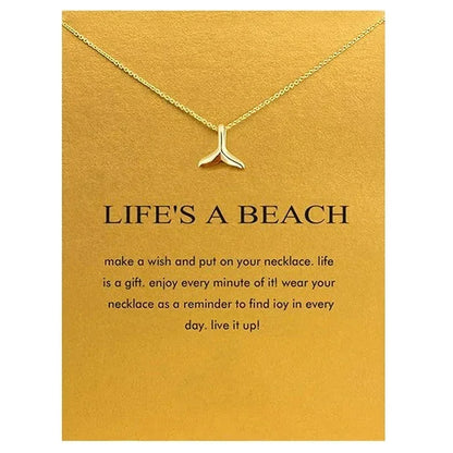 Dainty Gold Plated Mermaid Fish Tail Necklace For Women Summer Beach Jewelry Accessories