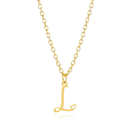 26 Initial Letters Heart Pendant Stainless Steel Necklace for Women Gold Color A-Z Alphabet Choker Chain Birthday Jewelry Gift
