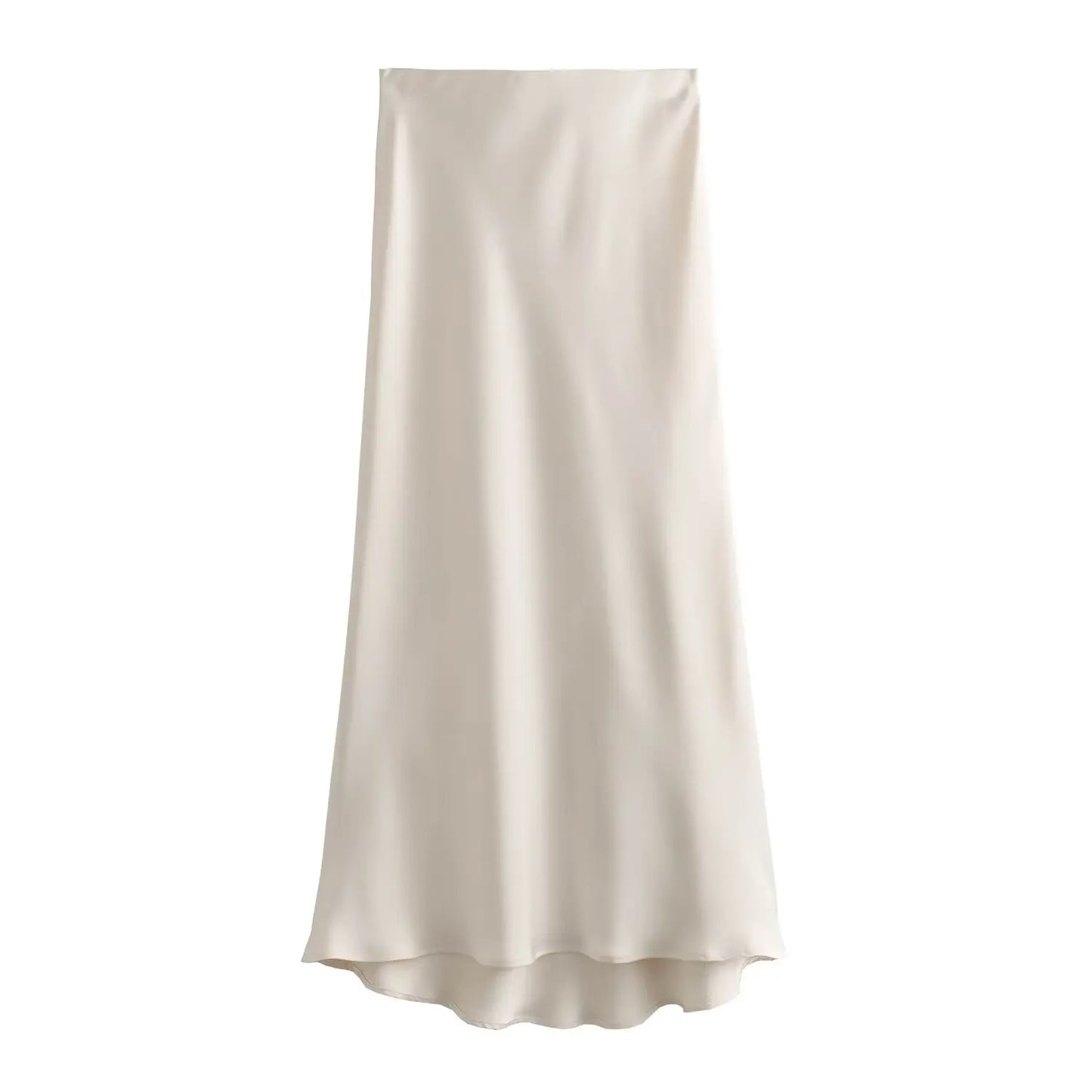 2026 New Women's European And American Style Fashion Silk Satin Texture High Waist Skirt Street Style Elegant Mid-length Skirt