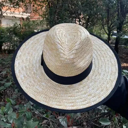 New 2024 Belt Strap Straw Sun Hat For Women Fashion Vacation Beach UV Hats Summer Wide Brim Travel Panama Hats Outdoor Wholesale