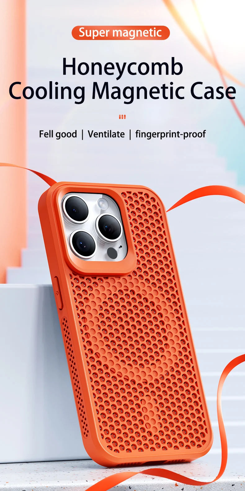 Cooling Heat Dissipation Magsafe Magnetic Phone Case For iPhone 16 14 15 13 12 11 Pro Max Plus Breathable Grid Hard Back Cover