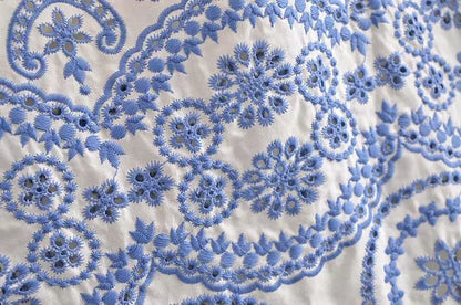 Blue Floral Embroidey Summer Beach Dress Women Casual Holiday Bohemian Dress Boho Sundress Maxi Long Vestidos Fashion Clothes