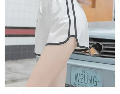Women Striped Casual Shorts Korean Harajuku Loose All Match Sports Shorts Summer Fashion Simple Yoga Thin Mini Shorts Female